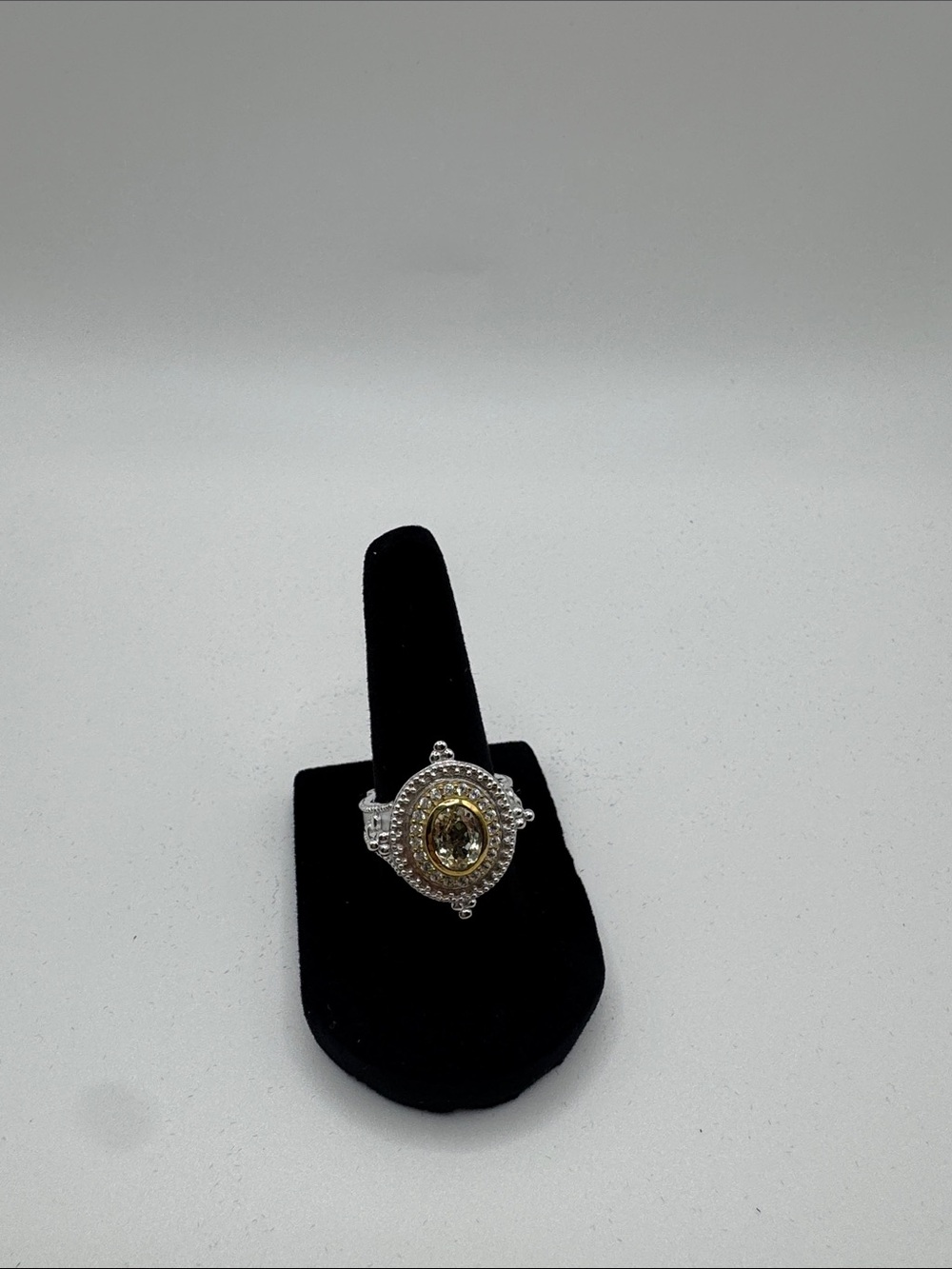 Two-Tone Halo Ring with Yellow Center Stone